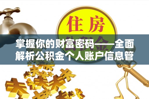 砚山掌握你的财富密码——全面解析公积金个人账户信息管理与优化